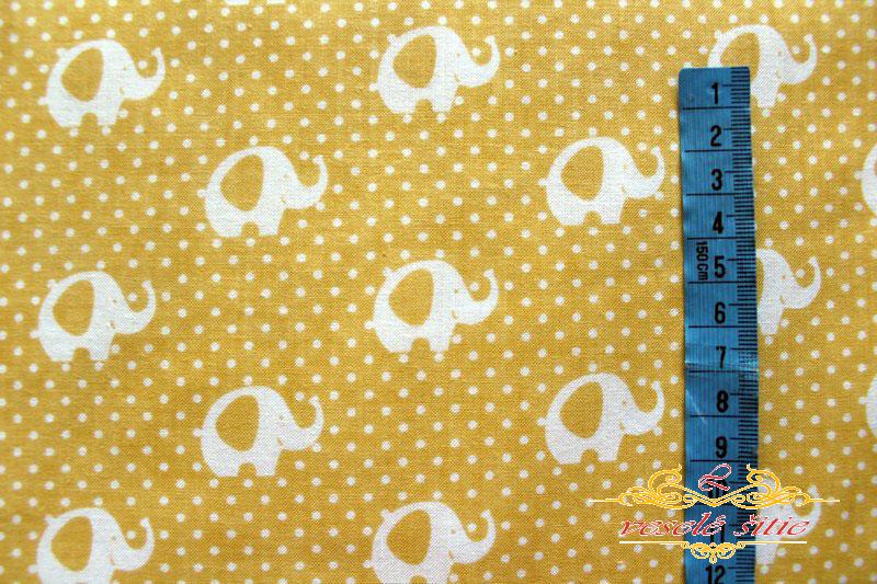 Bavlna Sloníky na bodkách zelené zvyšok 0,83m