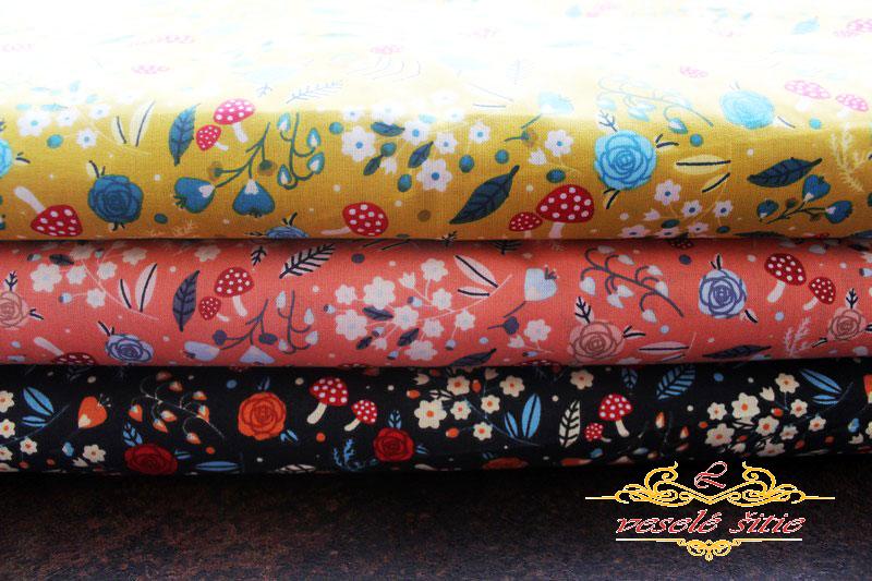 Bavlna Muchotrávkový les losos