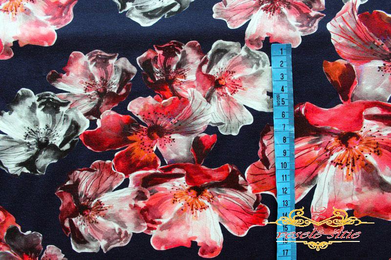 Úplet Kvetiny akvarelové na čiernej zvyšok 0,93m