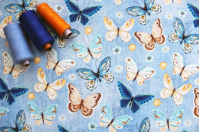 Úplet Motýle na jeans svetlomodré