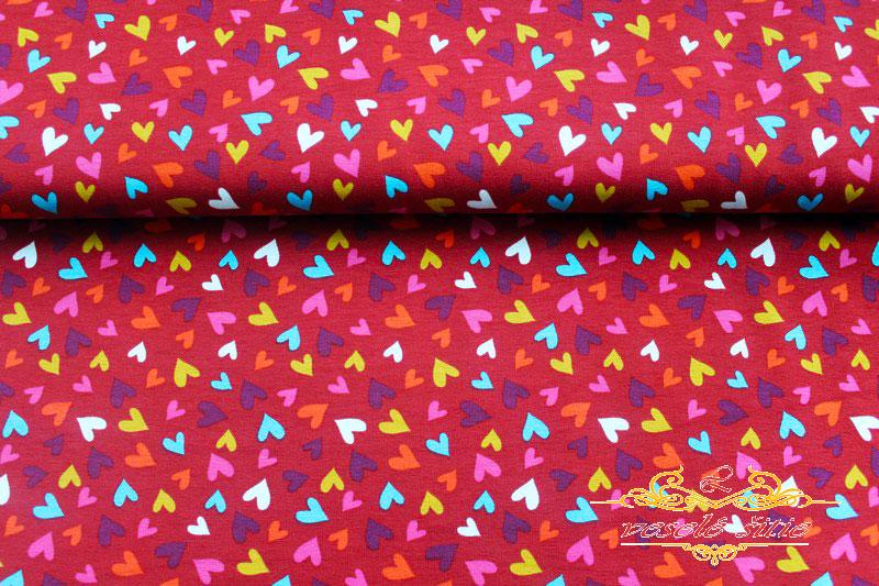 Úplet Farebné srdiečka na červenej zvyšok 0,67m