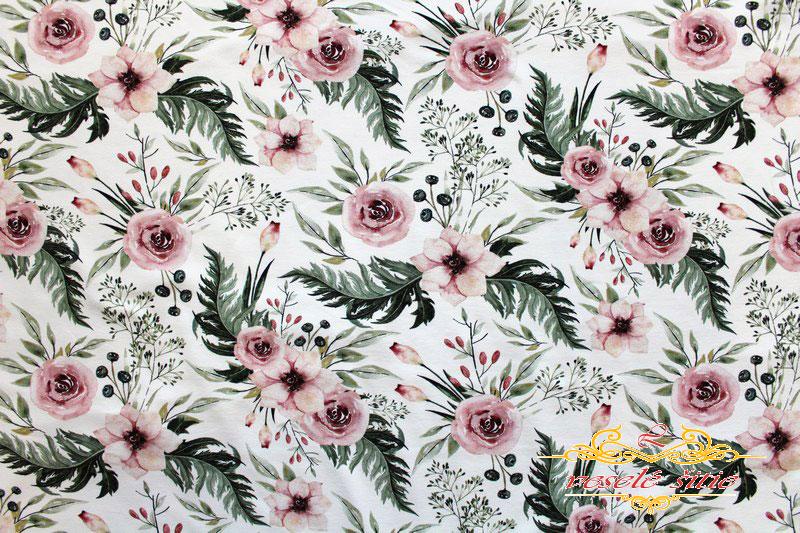 Teplákovina Kvetinová záhrada digi zvyšok 0,80m