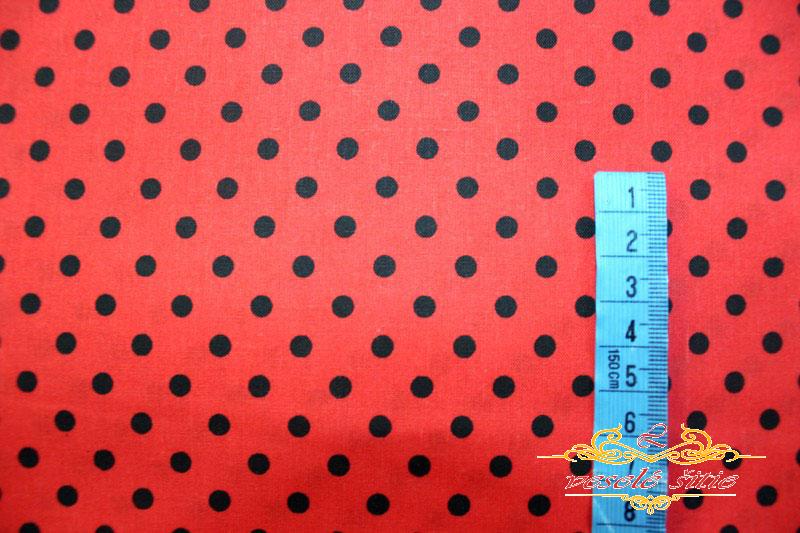 Bavlna Čierne bodky na červenej