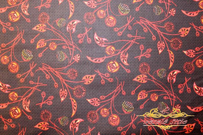 Bavlna Červené kvetiny na tmavom