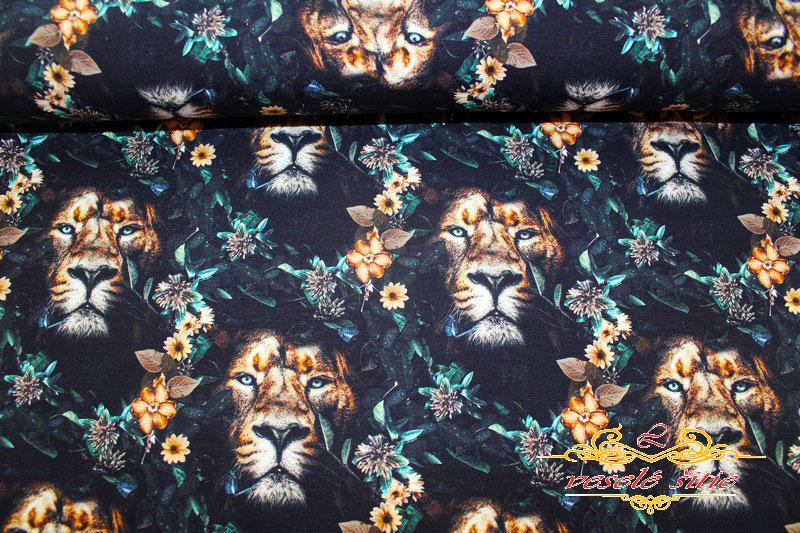 Úplet Lev v kvetinovom ráme digi