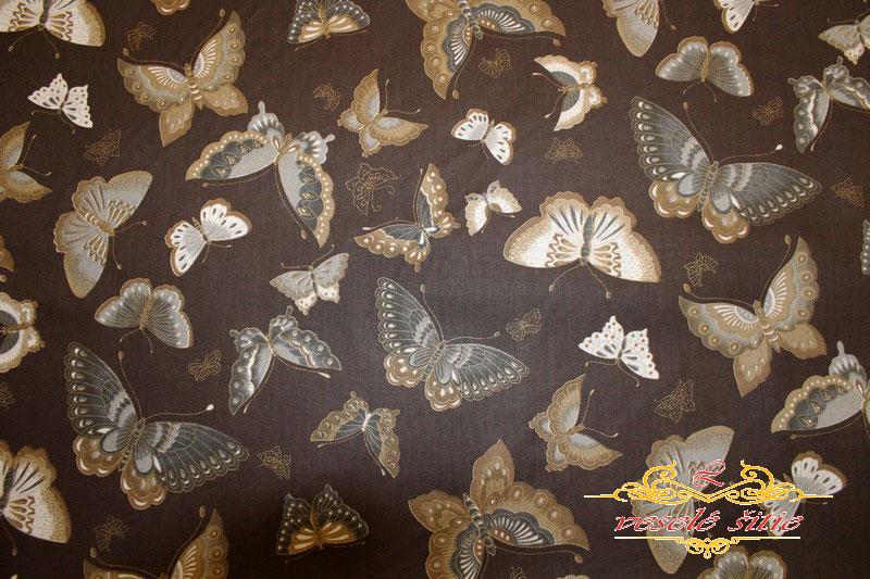 Bavlna Motýle hnedo-zlaté