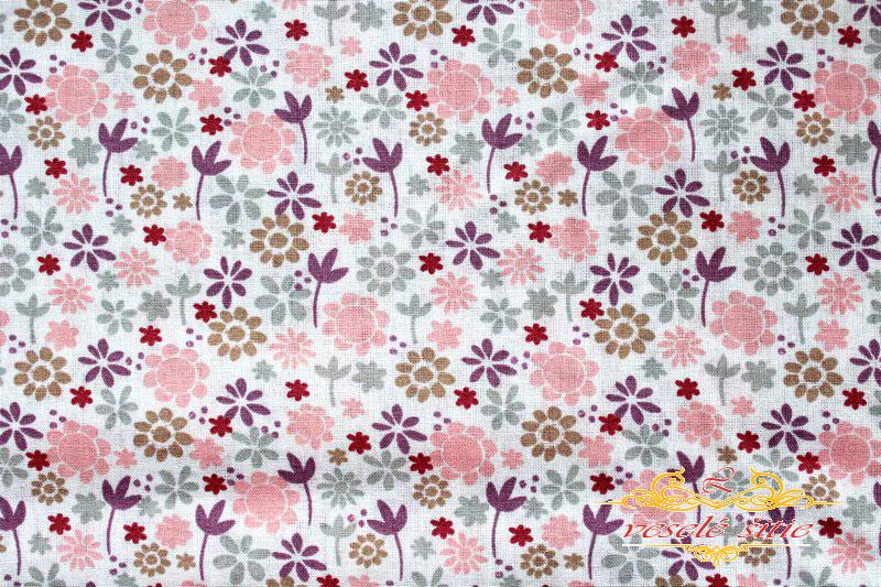 Bavlna Kvietky mix ružové