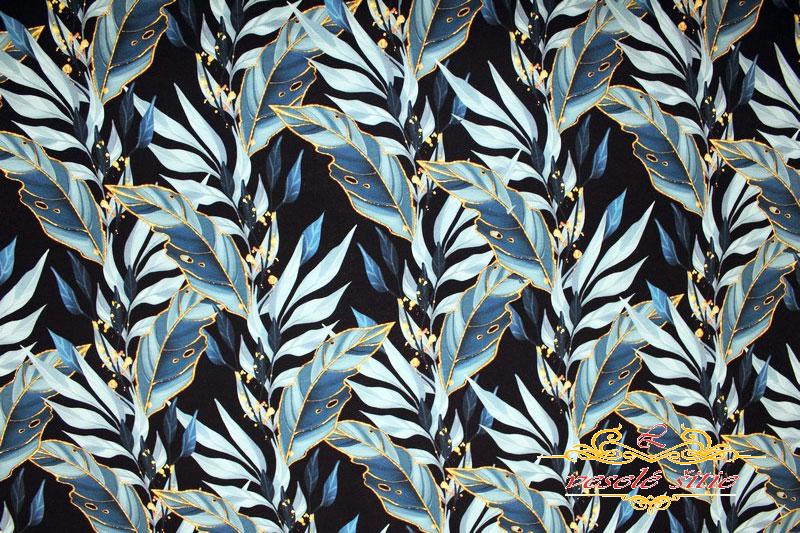 Teplákovina Listy modrozlaté digi