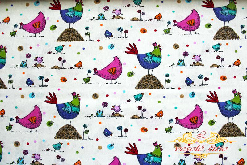 Bavlna Vtáčiky farebné
