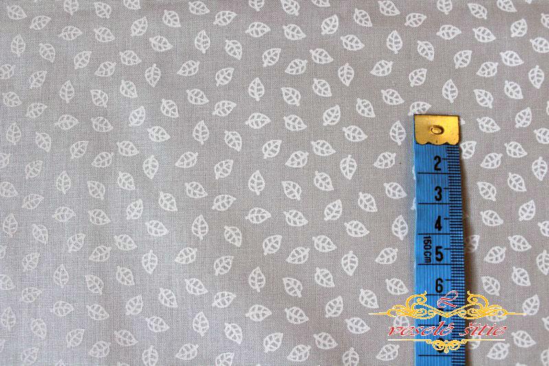 Bavlna Lístky na sivej 