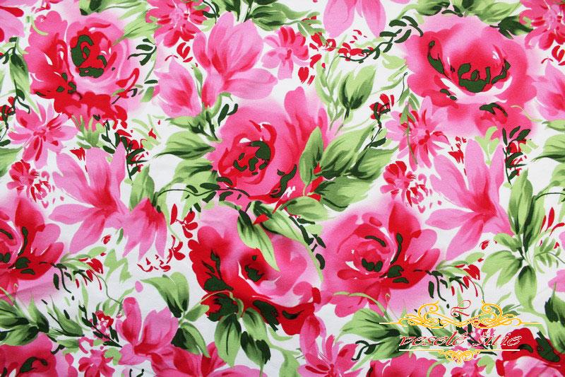 Teplákovina Akvarelové kvety ružové.