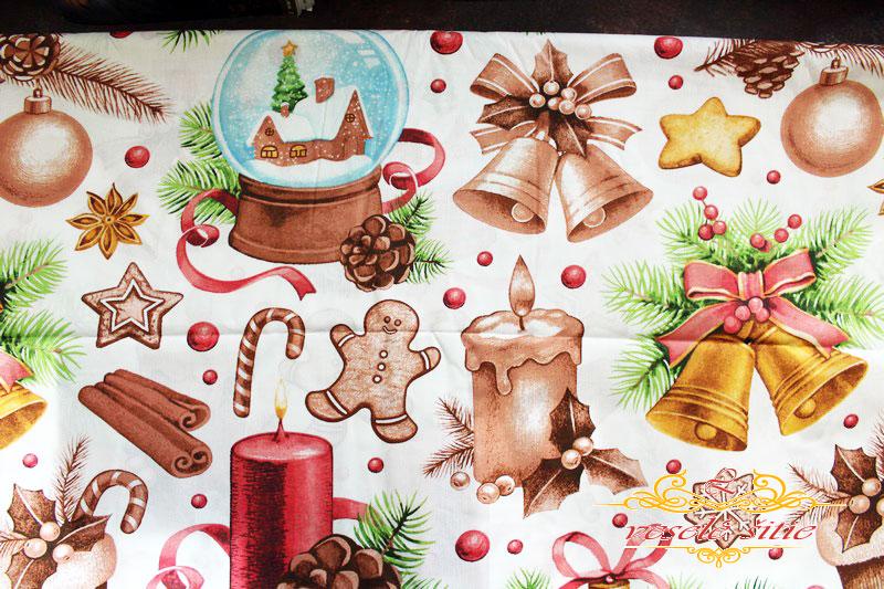 Bavlna Vianočná Perníky na bielej - veľké vzory