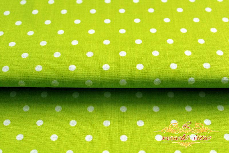 Bavlna Bodky na jarnej zelenej 