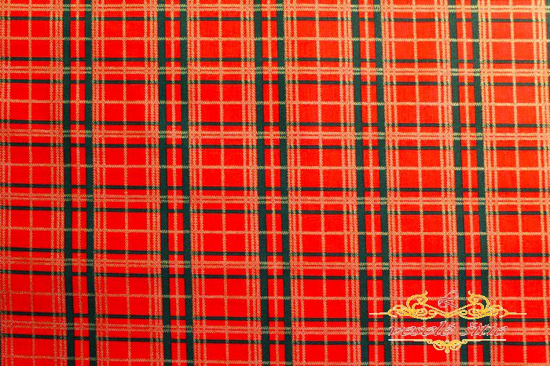 Bavlna Vianočné káro červené so zlatým
