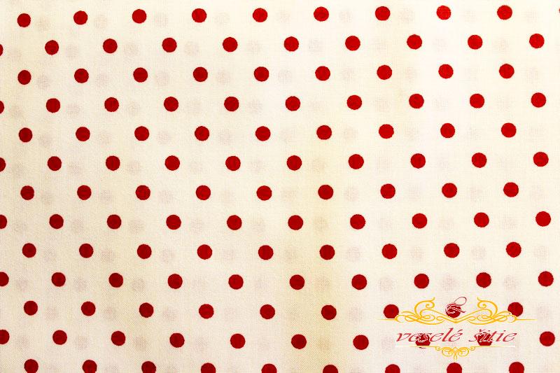 Bavlna Bodky červené na bielej