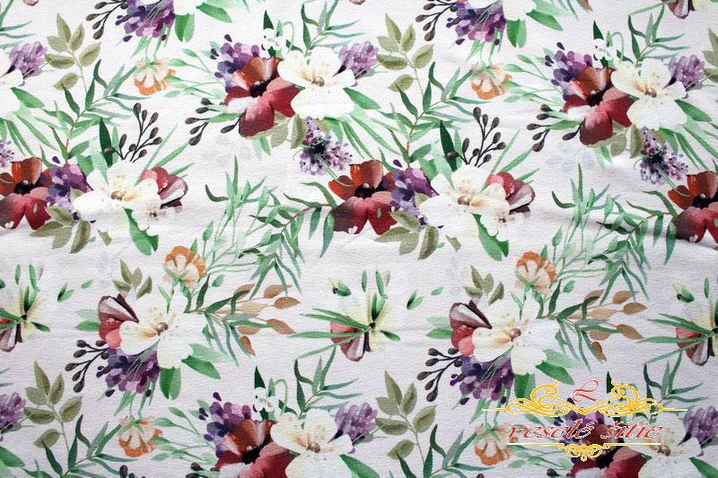 Teplákovina Kvetinové kytičky digi