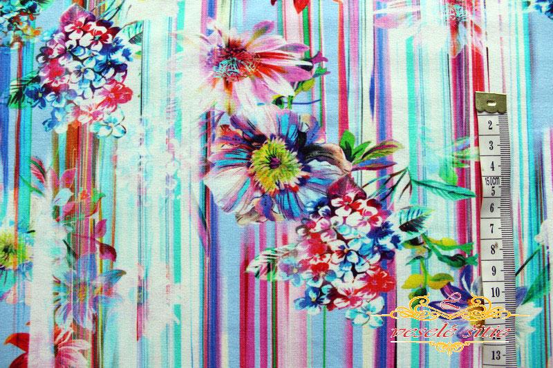 Úplet Kvety v pásoch modré digi