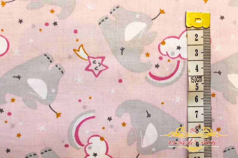 Bavlna Sloníky na ružovej