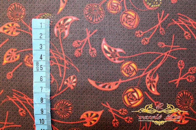 Bavlna Červené kvetiny na tmavom