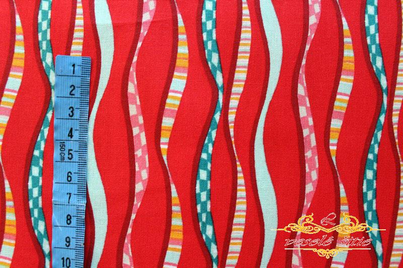 Bavlna Roztancované pruhy červené