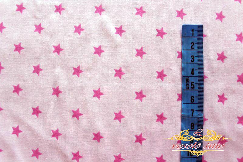 Bavlna Hviezdičky cyklámenové na ružovej