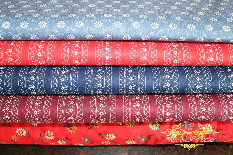 Bavlna Červenotlač červená pásy zvislé len 1,72m