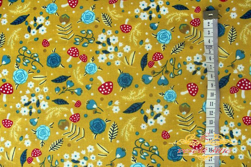 Bavlna Muchotrávkový les horčica