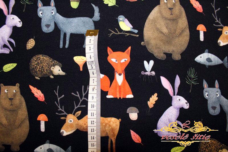 Úplet Lesné zvieratká na čiernej digi