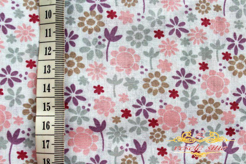 Bavlna Kvietky mix ružové