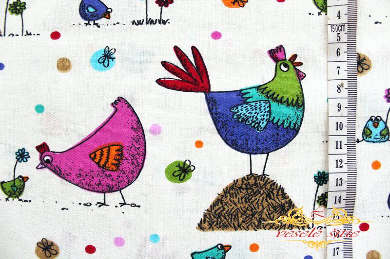 Bavlna Vtáčiky farebné