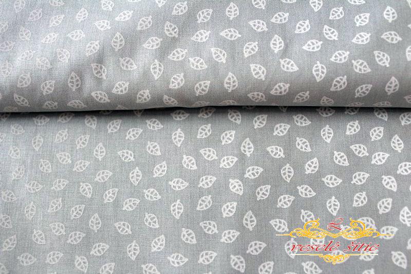 Bavlna Lístky na sivej 