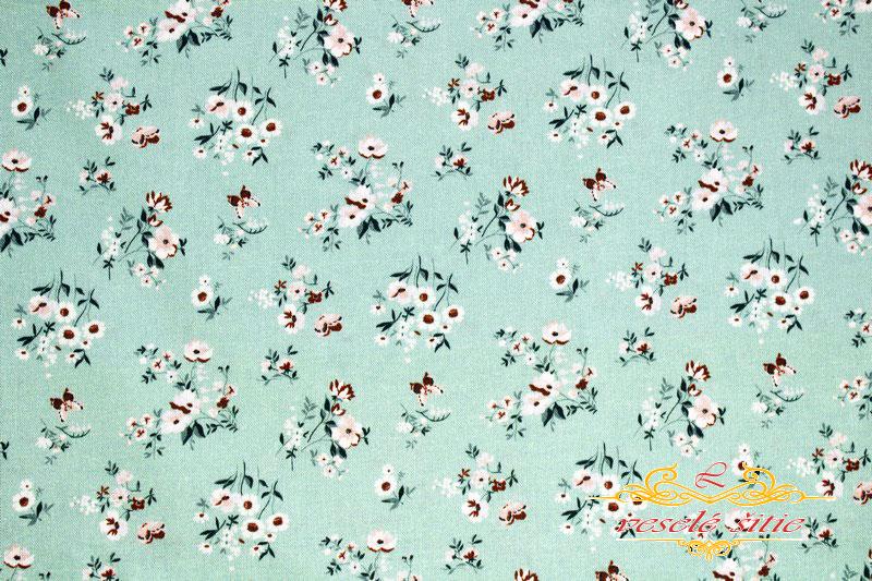 Bavlna Kytičky na mint len 2,68m