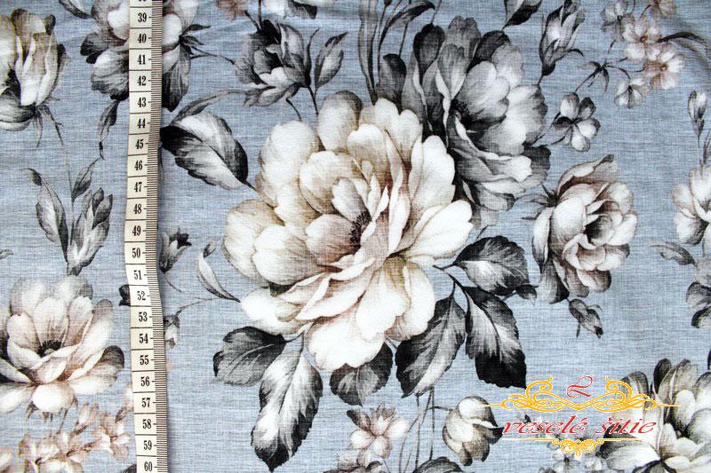 Úplet Kvety sivé na jeans