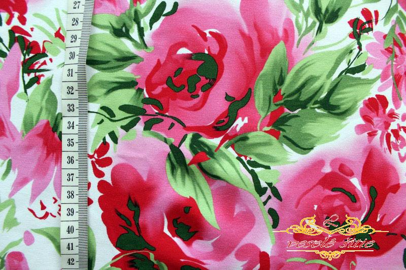 Teplákovina Akvarelové kvety ružové.