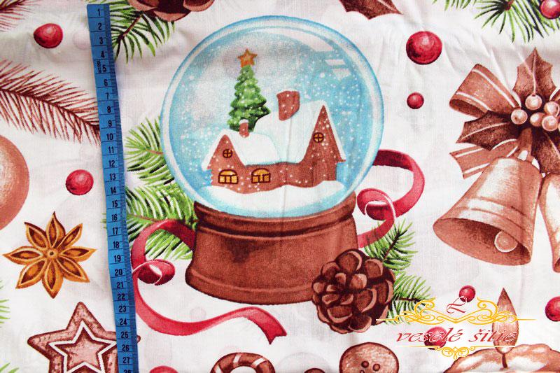 Bavlna Vianočná Perníky na bielej - veľké vzory