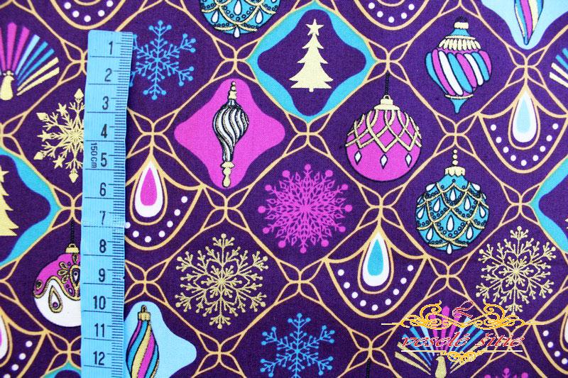 Bavlna Vianočná Moderná ornamenty veľké