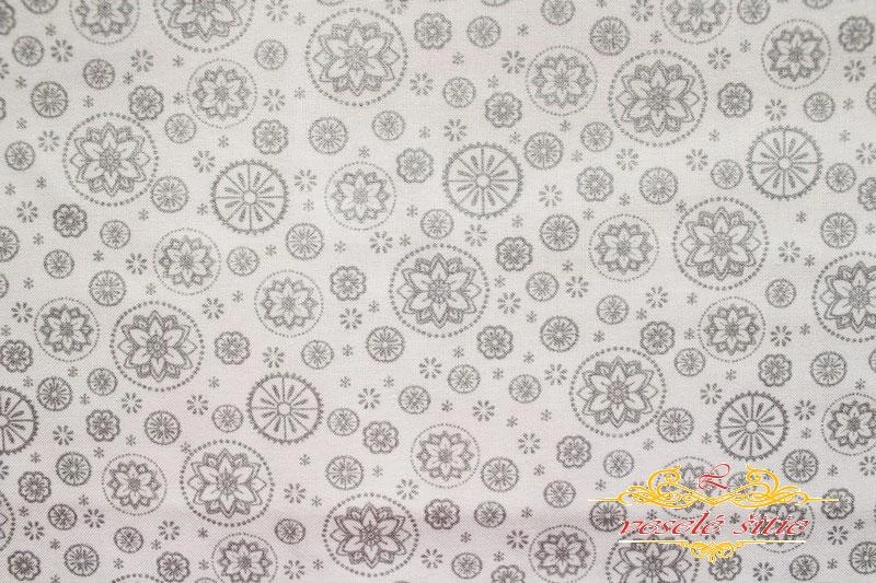 Bavlna Vianočné strieborné mandalky