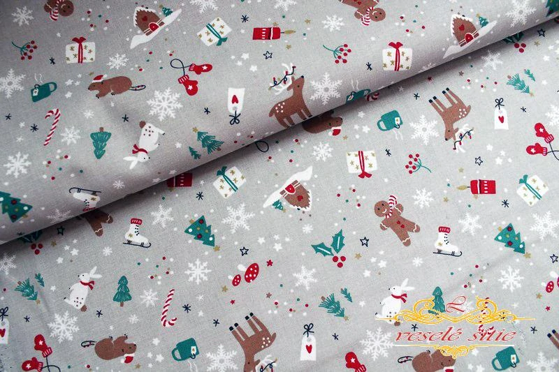 Bavlna Vianočná Detská na sivej
