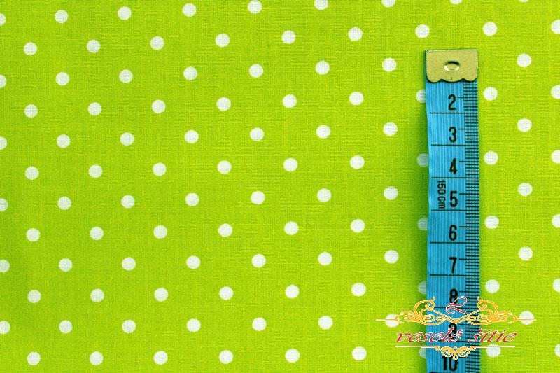 Bavlna Bodky na jarnej zelenej 