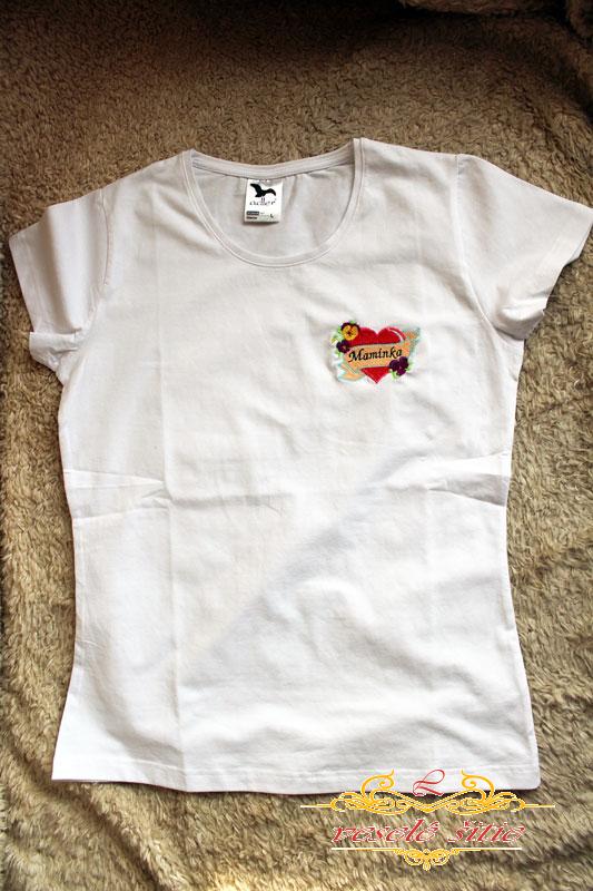 Vyšívané tričko dámske SRDCE pre MAMINKU