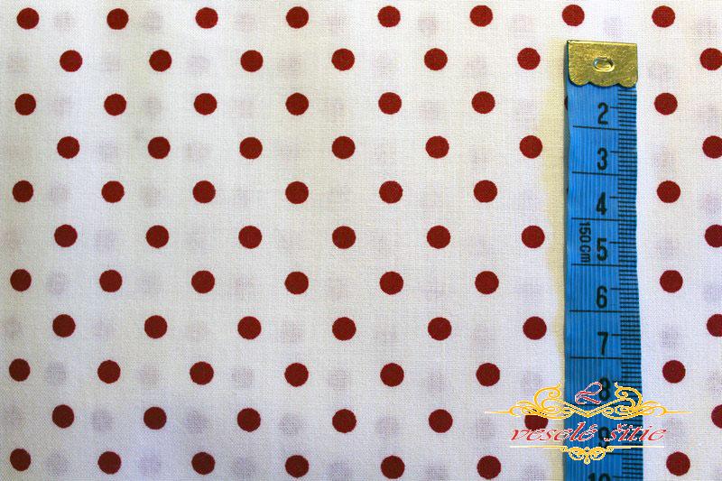 Bavlna Bodky červené na bielej