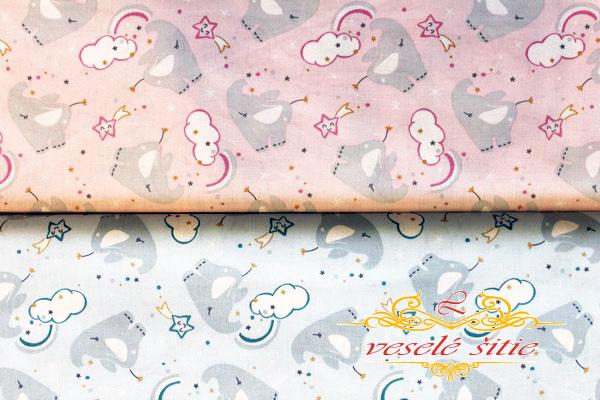 Bavlna Sloníky na ružovej