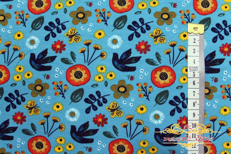 Teplákovina Kvetinová modrá len 1,52m