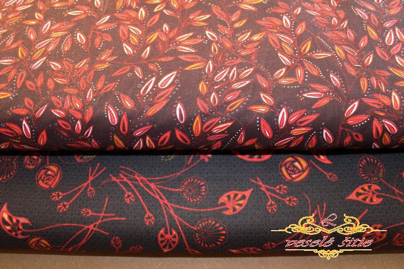 Bavlna Červené kvetiny na tmavom