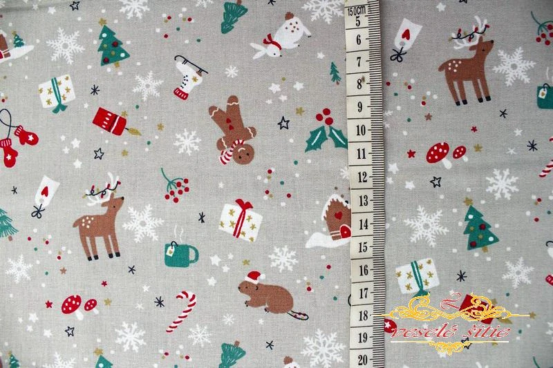 Bavlna Vianočná Detská na sivej