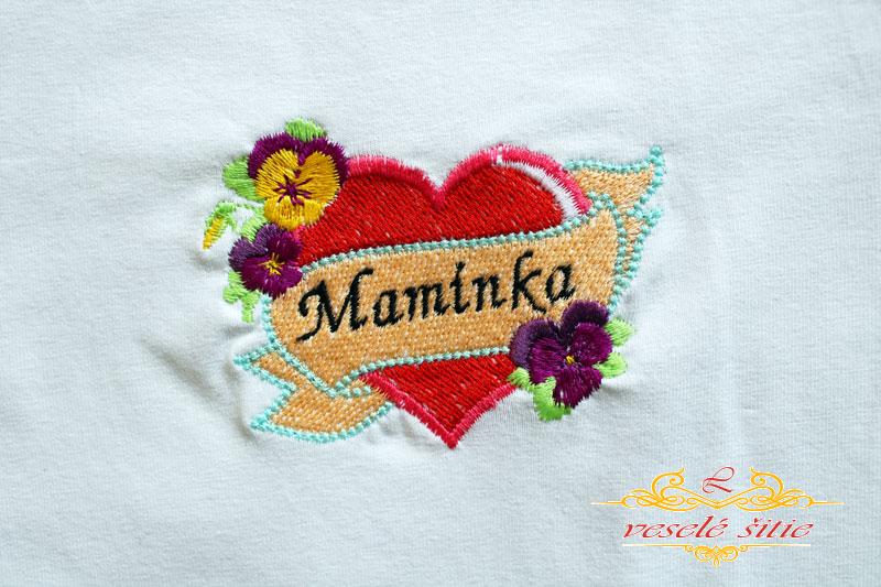 Vyšívané tričko dámske SRDCE pre MAMINKU