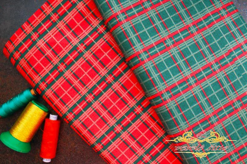 Bavlna Vianočné káro červené so zlatým