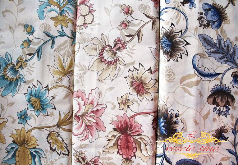 Bavlna Elegantné kvety tyrkys